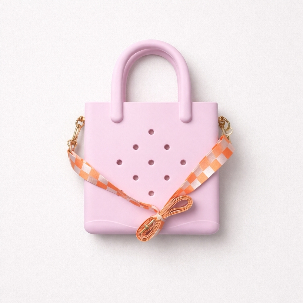 Eva Foam tote Stylish Pink Handbag with Orange Adjustable Strap, NWT